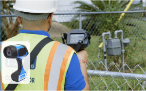 man testing gas line