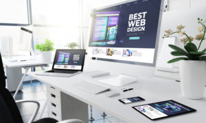 office responsive devices design website 3d rendering