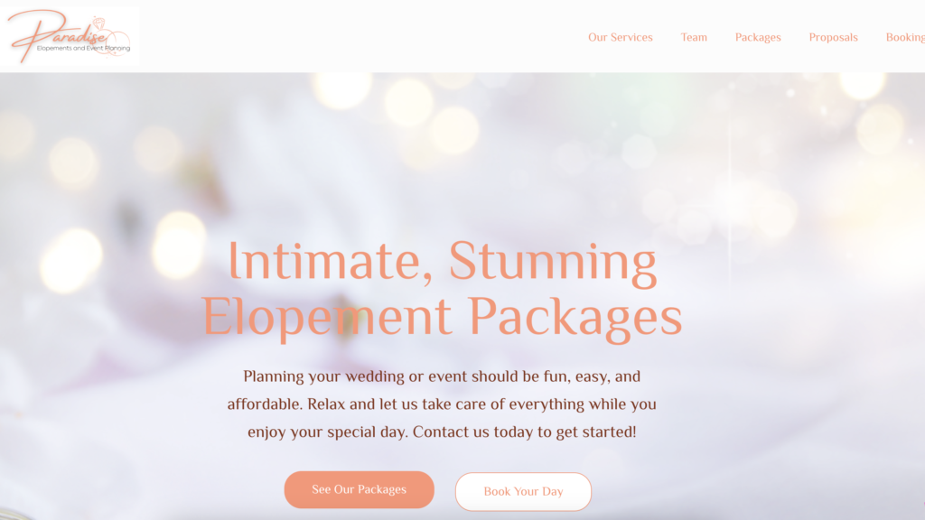 Paradise Elopements website