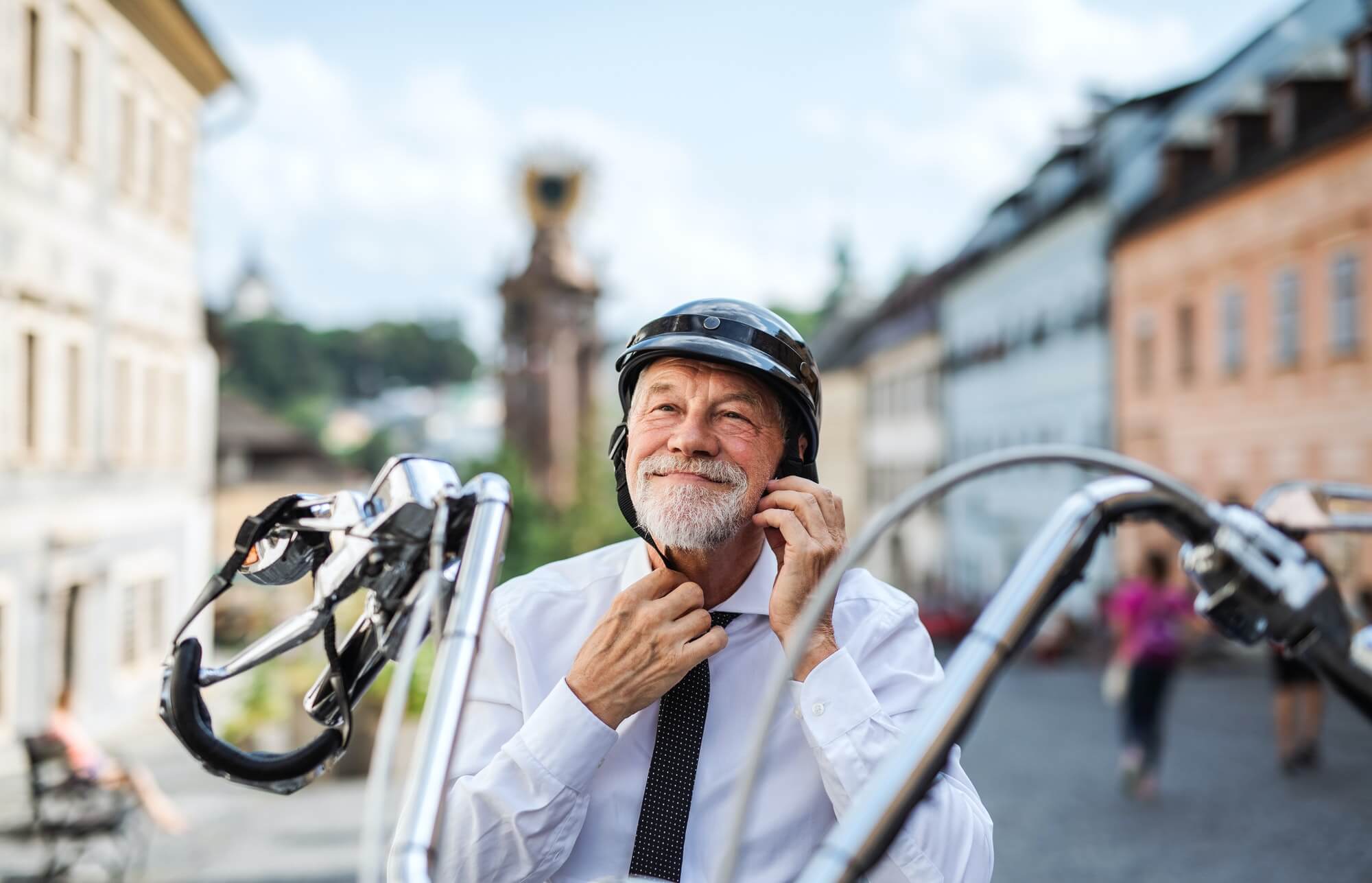 businessman on motorcycle