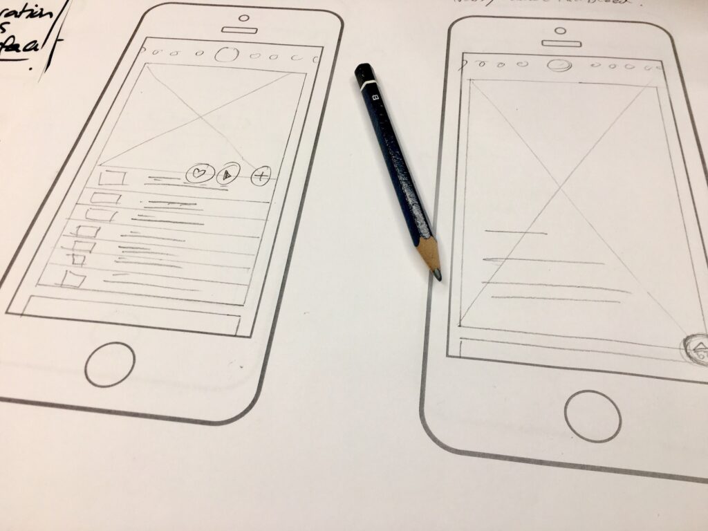 UI UX hand drawn wireframes, ways content helps create a better user experience, content marketing, improve user experience