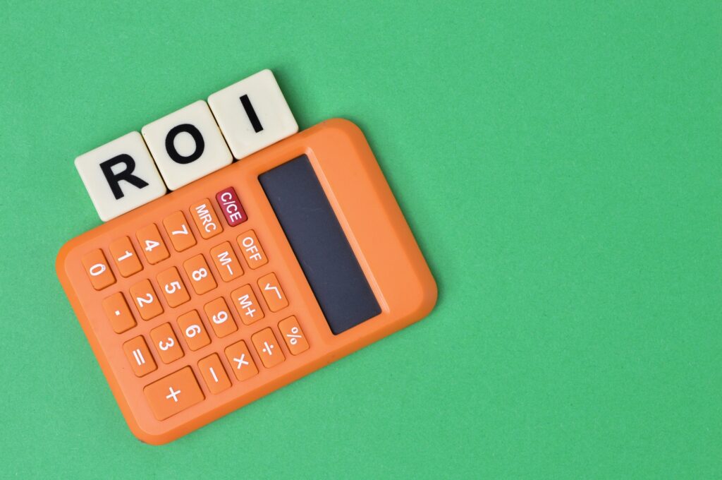 scrabble letters with text ROI stands for Return On Investment of Corporate Blogging